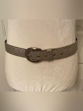 THE ICING BELT SILVER SPARKLE GLITTER METALLIC BEADED EDGES VINTAGE SIZE L